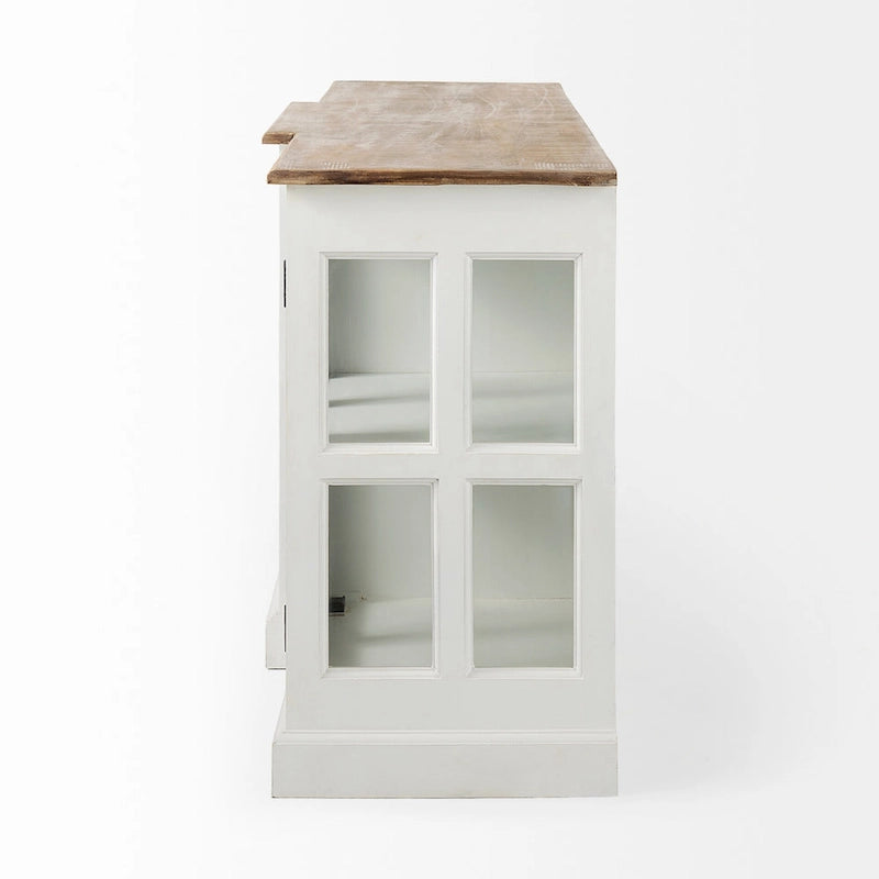 Bourchier White w/Black Trim & Medium Brown Top Solid Wood Sideboard - 75.0L x 20.8W x 34.3H