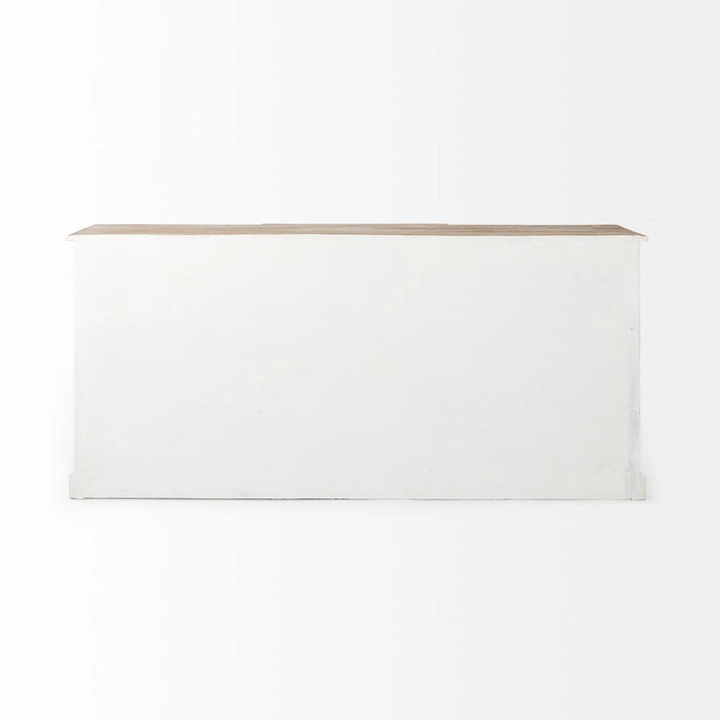Bourchier White w/Black Trim & Medium Brown Top Solid Wood Sideboard - 75.0L x 20.8W x 34.3H