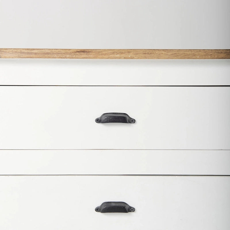 Bourchier White w/Black Trim & Medium Brown Top Solid Wood Sideboard - 75.0L x 20.8W x 34.3H