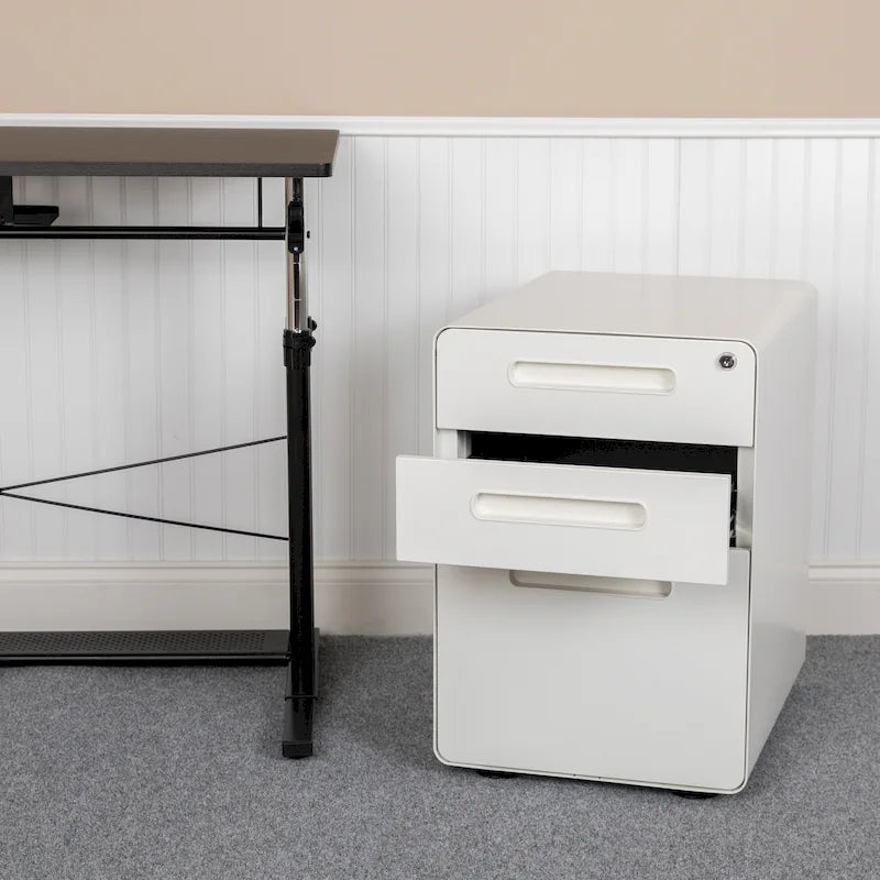 Ergonomic 3-Drawer Mobile Locking Filing Cabinet Storage Organizer