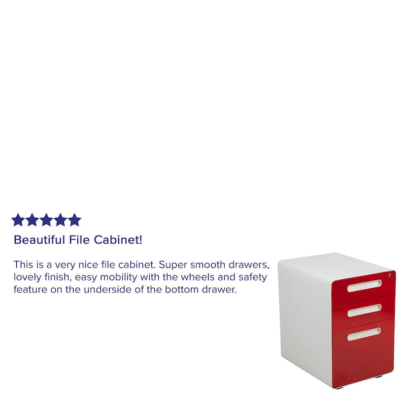 Ergonomic 3-Drawer Mobile Locking Filing Cabinet Storage Organizer