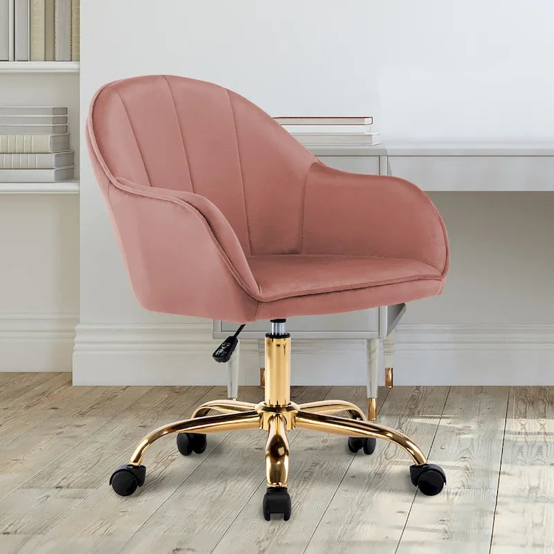 Velvet Office Chair with Gold Chrome Base
