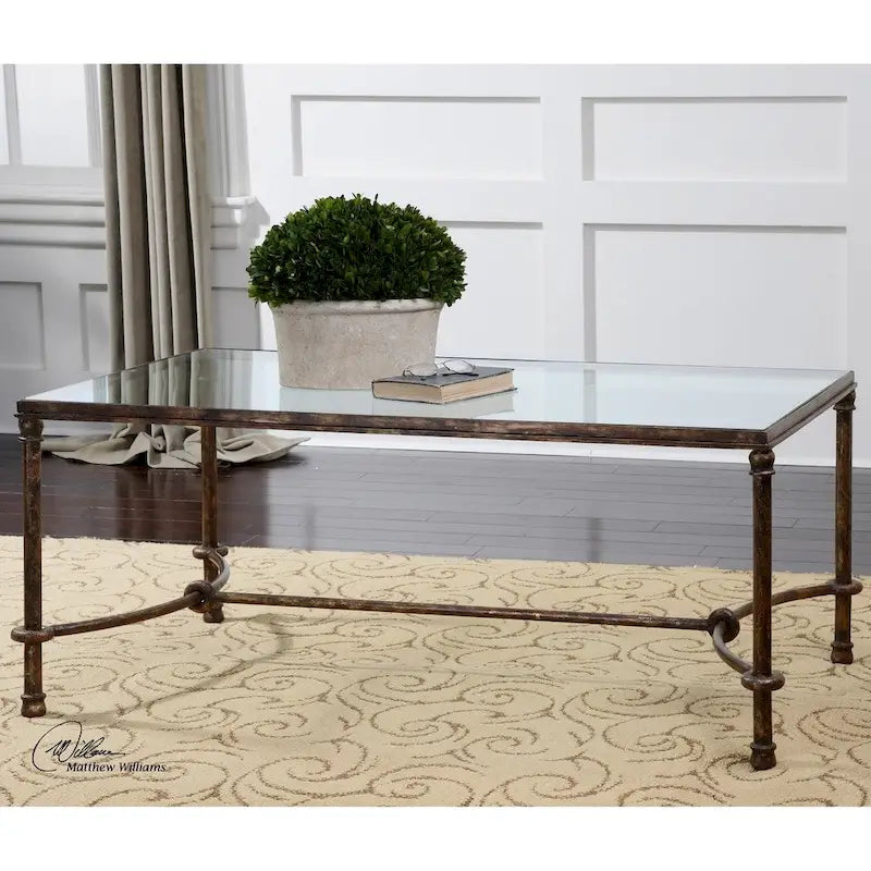 Rustic Bronze Patina Iron Coffee Table