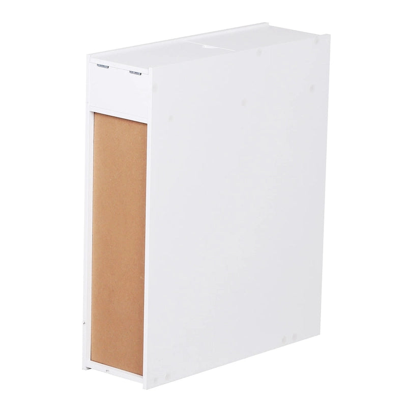 HOMCOM Bathroom Floor Organizer Free Standing Space Saving Narrow Storage Cabinet Bath Toilet Paper Holder with Drawers White