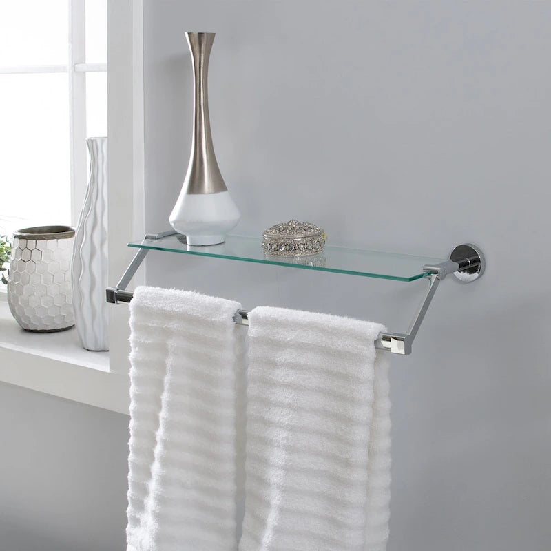 Organize It All Hanging Glass Shelf with Towel Bar - 21.7x6.2x4.75