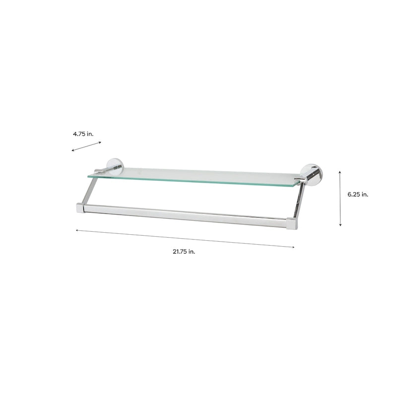 Organize It All Hanging Glass Shelf with Towel Bar - 21.7x6.2x4.75
