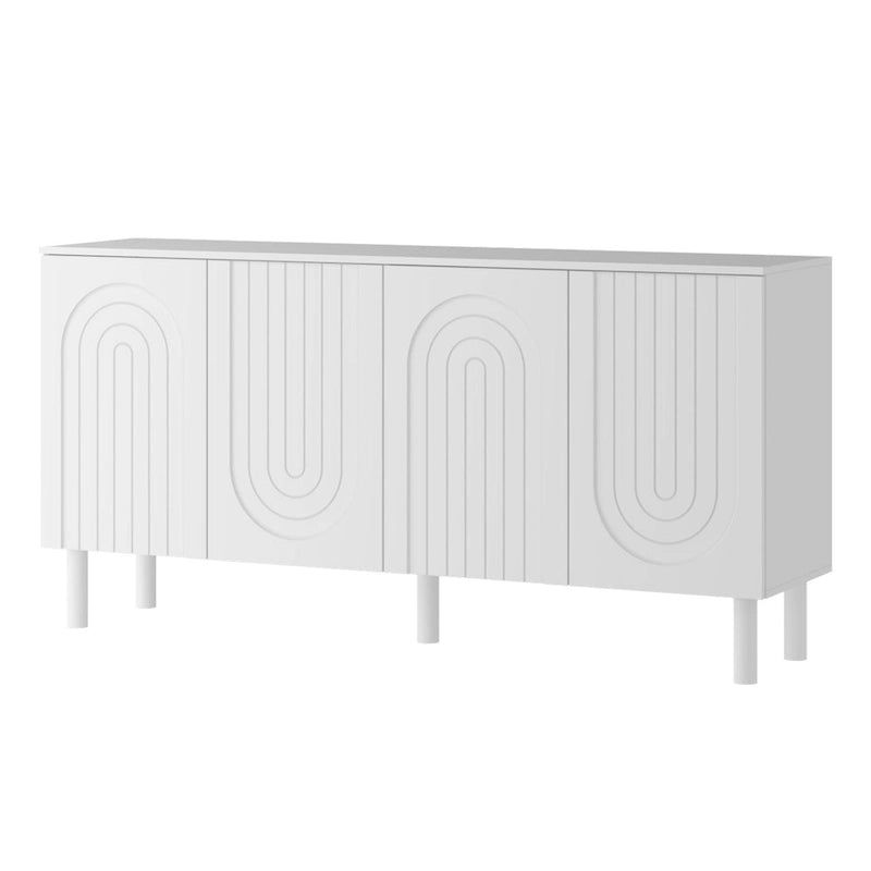 Cupboard Sideboard Storage Cabinet with 4 Doors Pop-up Design,Lacquer