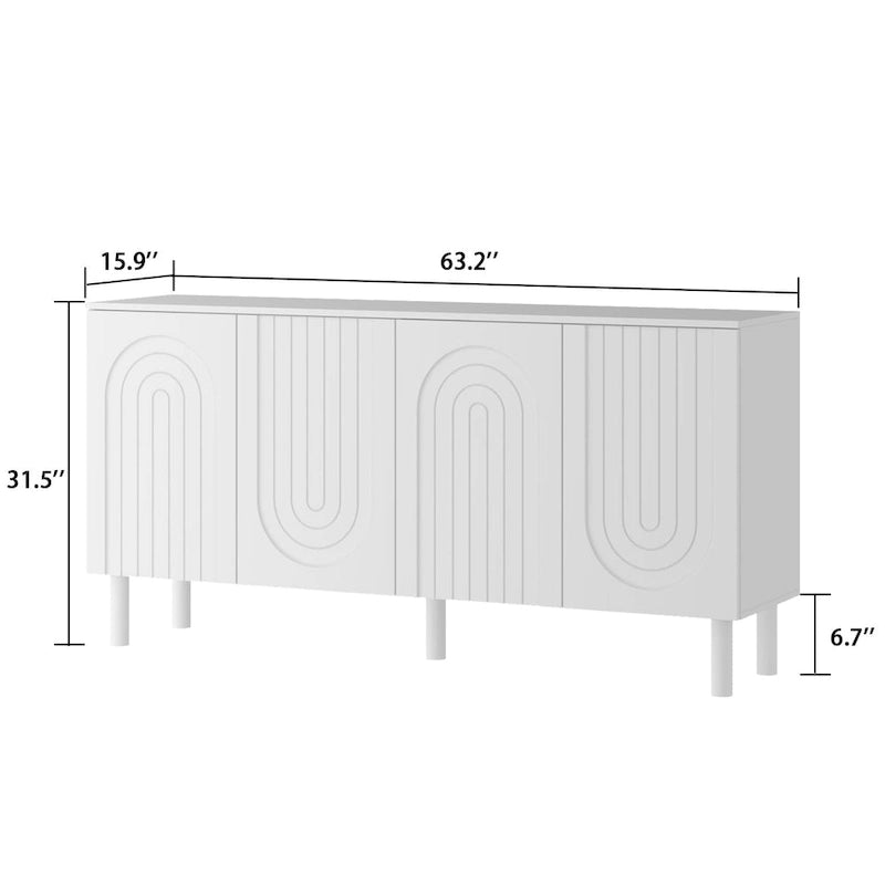 Cupboard Sideboard Storage Cabinet with 4 Doors Pop-up Design,Lacquer