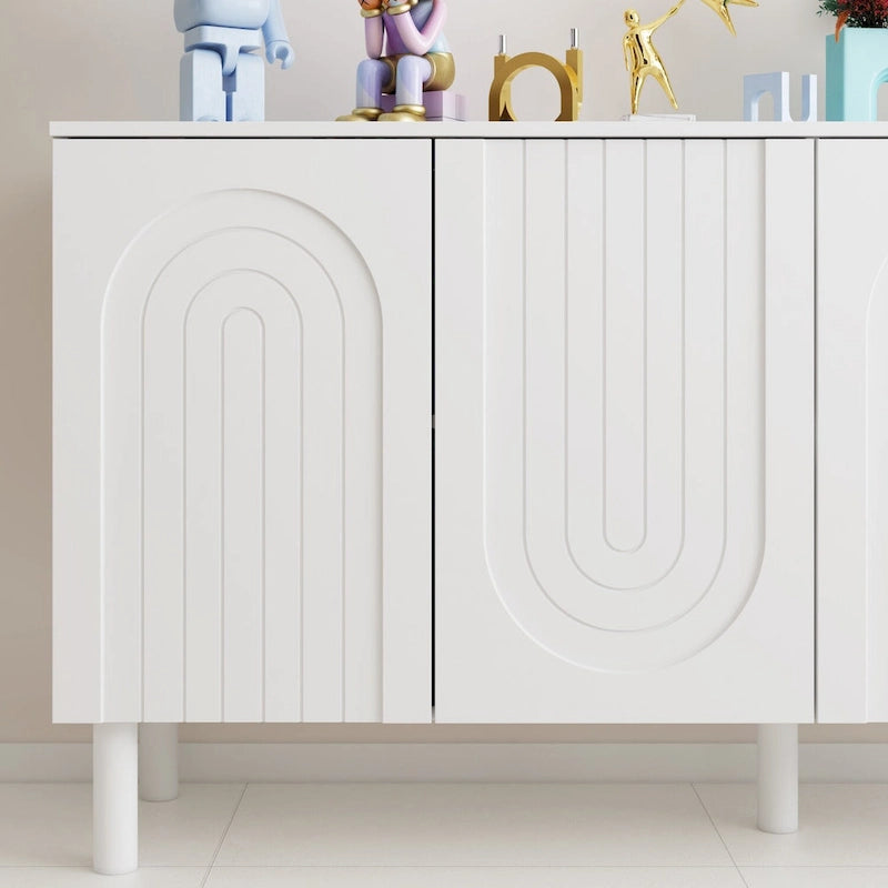 Cupboard Sideboard Storage Cabinet with 4 Doors Pop-up Design,Lacquer