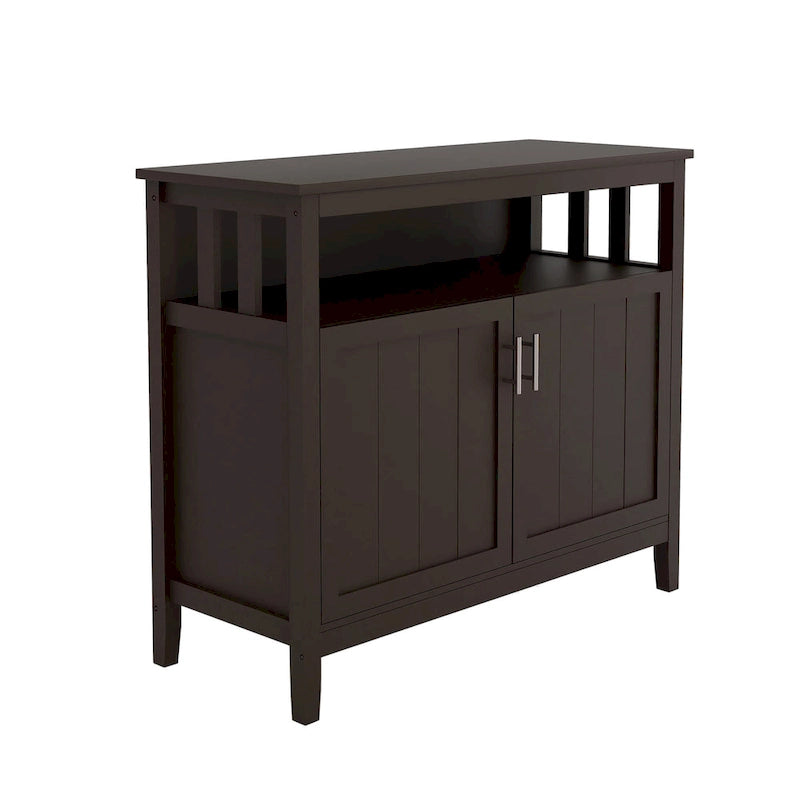 White Black Kitchen Storage Sideboard and Buffet Server Cabinet - 40WX16DX34H