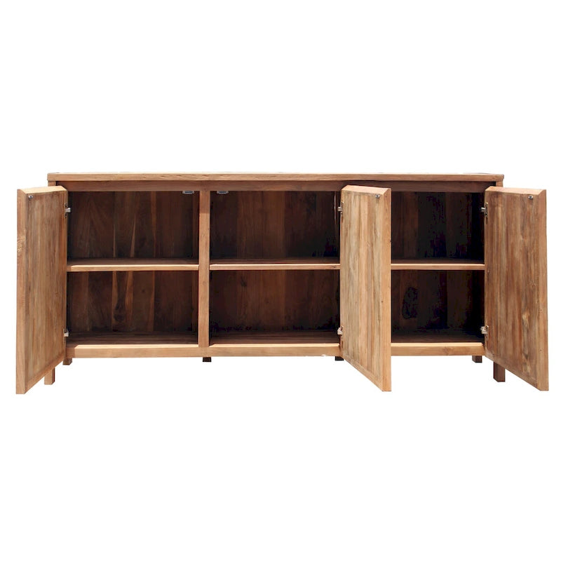 Recycled Teak Wood Apaza Bathroom Linen Cabinet with 3 Doors