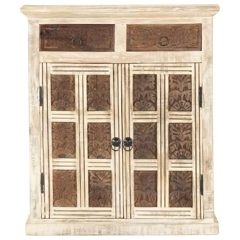 vidaXL Sideboard White 25.6x11.8x29.5 Solid Mango Wood