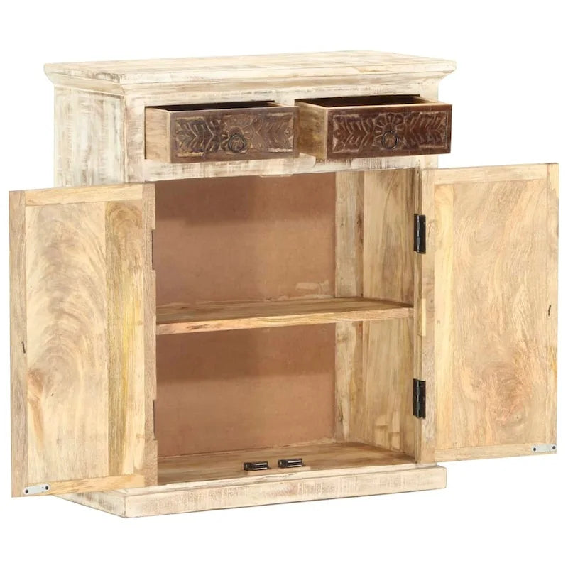 vidaXL Sideboard White 25.6x11.8x29.5 Solid Mango Wood