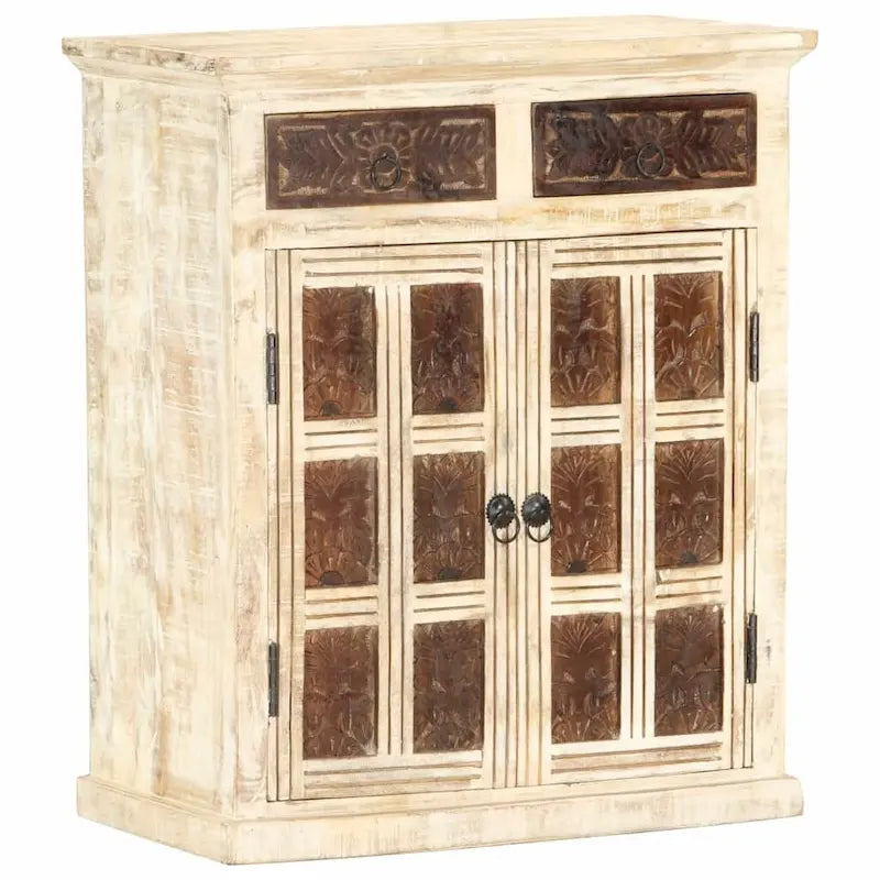 vidaXL Sideboard White 25.6x11.8x29.5 Solid Mango Wood