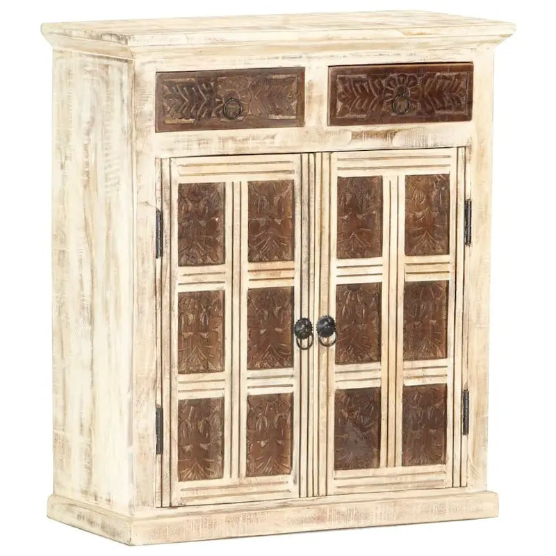 vidaXL Sideboard White 25.6x11.8x29.5 Solid Mango Wood