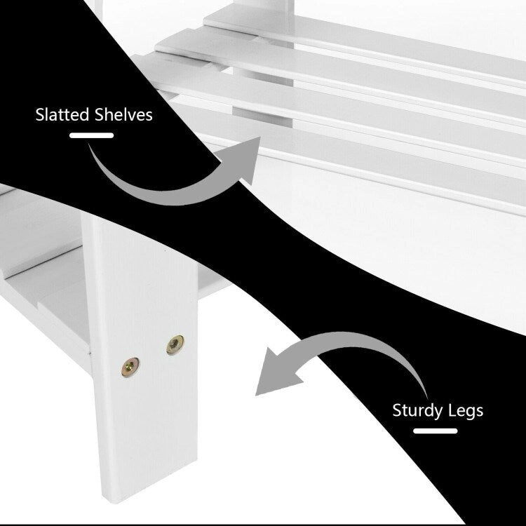 3 Tier Bamboo Bench Storage Shoe Shelf - 27.5 x 11 x 17.5 (L x W x H)