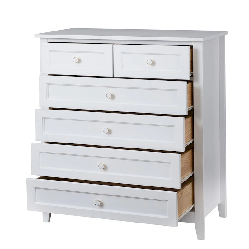 Modern 43-in Storage Solid Wood Retro Round Handle Side Cabinet with 6-Drawer
