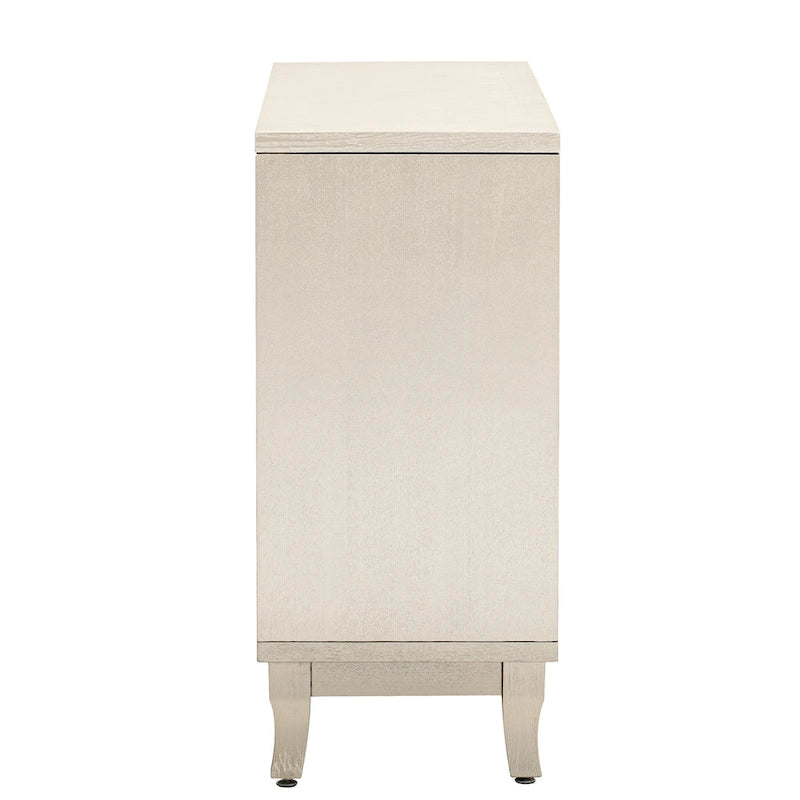 3 Door Mirrored Buffet Cabinet with Silver Handle - N/A