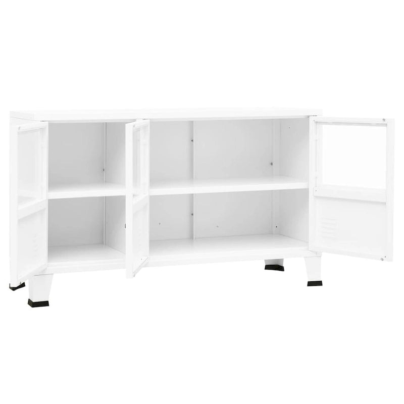 vidaXL Sideboard Industrial Storage Cabinet for Living Room Metal and Glass - 41.3 x 13.8 x 24.4