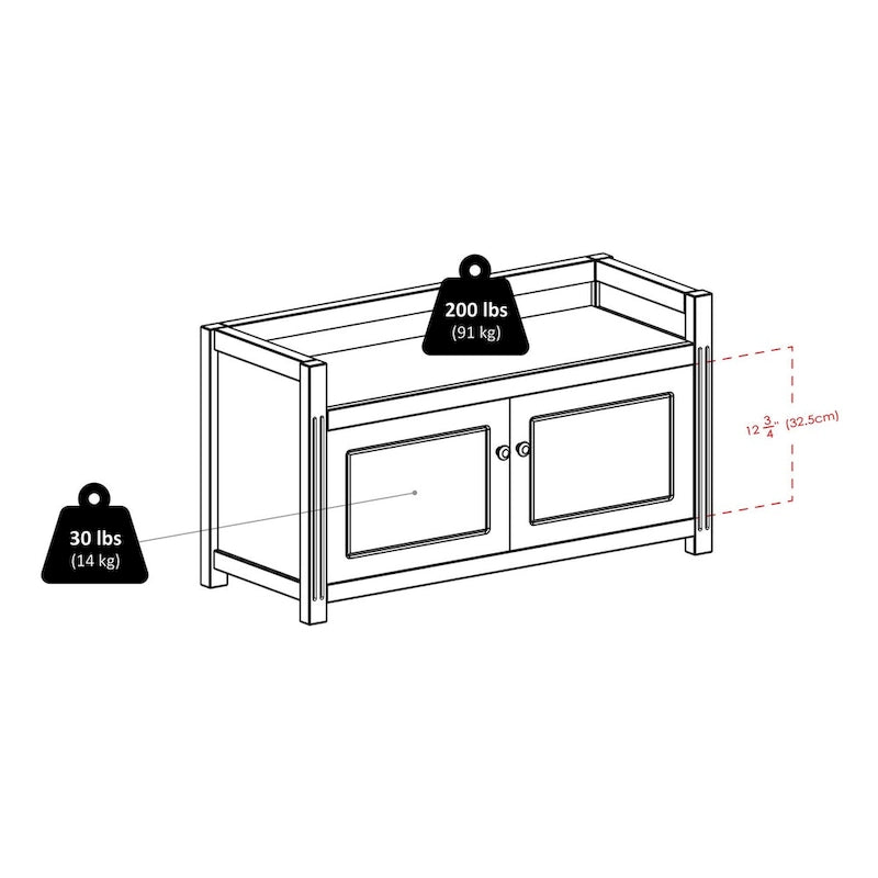 Charleston 2-Pc Storage Bench with Seat Cushion, Walnut and Espresso - 39.76 x 15.35 x 21.65 inches