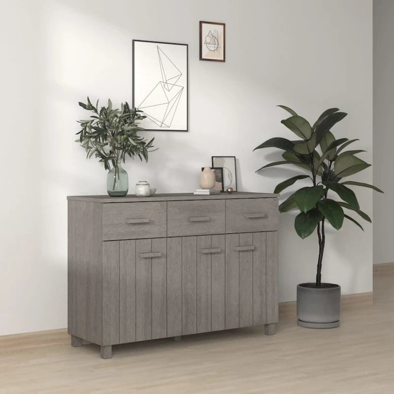 vidaXL Sideboard Bar Buffet Console Cabinet with Drawers HAMAR Solid Wood Pine - 44.5 x 15.7 x 31.5