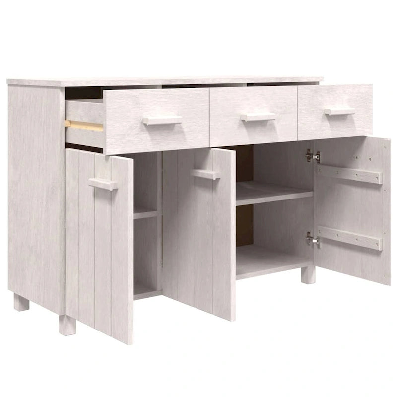 vidaXL Sideboard Bar Buffet Console Cabinet with Drawers HAMAR Solid Wood Pine - 44.5 x 15.7 x 31.5