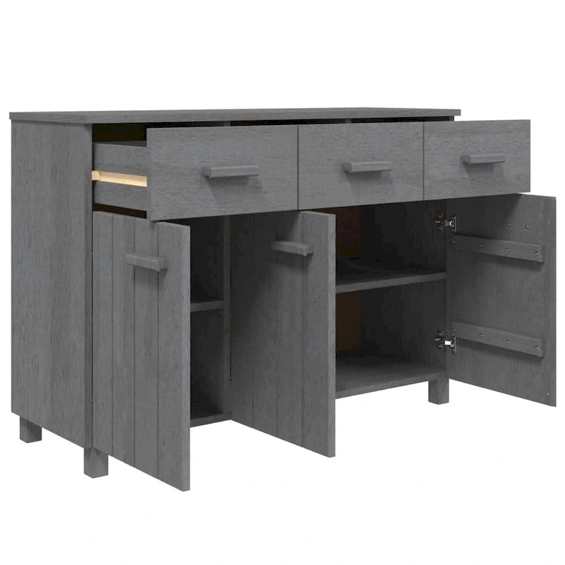vidaXL Sideboard Bar Buffet Console Cabinet with Drawers HAMAR Solid Wood Pine - 44.5 x 15.7 x 31.5