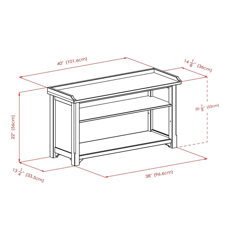 Verona 4-Pc Storage Bench with 3 Foldable Fabric Baskets, Walnut and Black - 40 x 14.2 x 22 inches