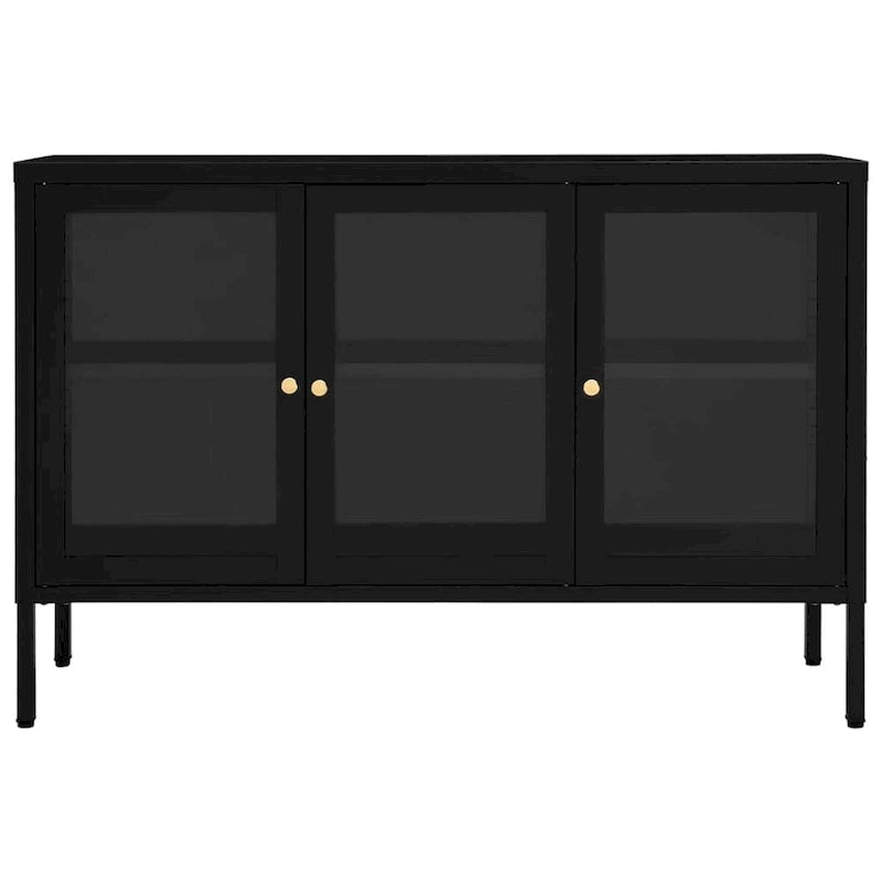 vidaXL Sideboard Black 41.3x13.8x27.6 Steel and Glass