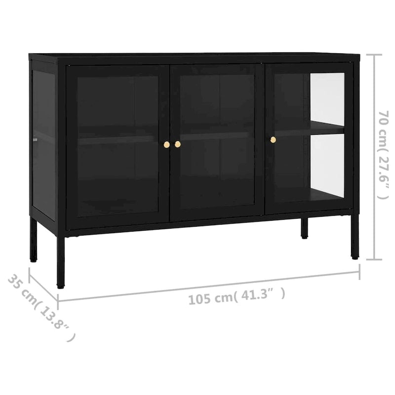 vidaXL Sideboard Black 41.3x13.8x27.6 Steel and Glass