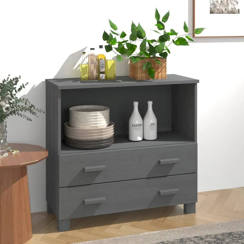 vidaXL Sideboard Buffet Console Cabinet for Bedroom HAMAR Solid Wood Pine - 33.5x13.8x31.5