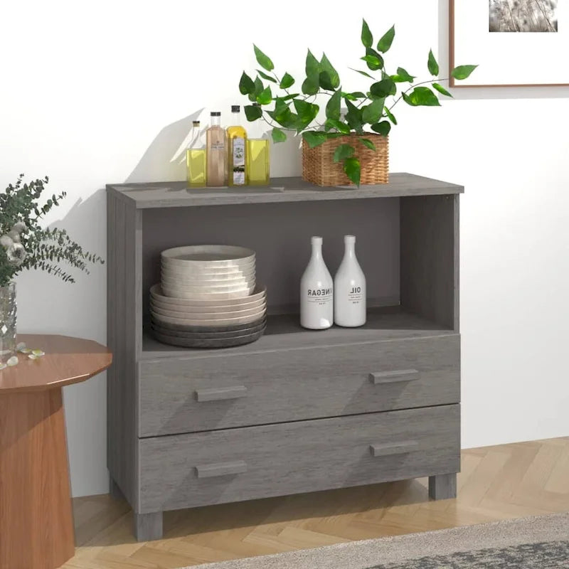 vidaXL Sideboard Buffet Console Cabinet for Bedroom HAMAR Solid Wood Pine - 33.5x13.8x31.5