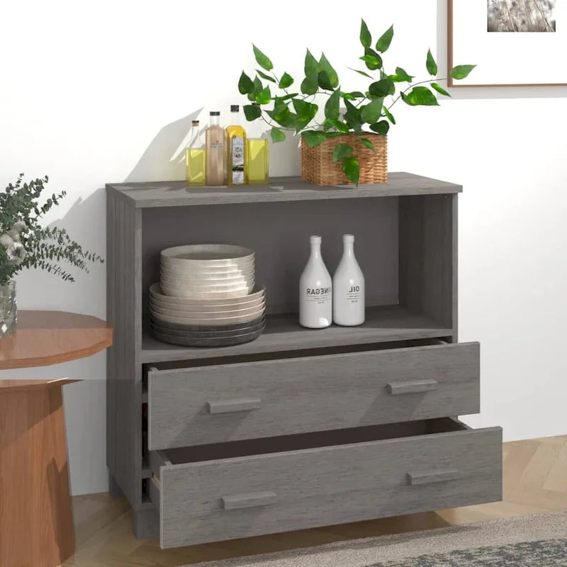 vidaXL Sideboard Buffet Console Cabinet for Bedroom HAMAR Solid Wood Pine - 33.5x13.8x31.5