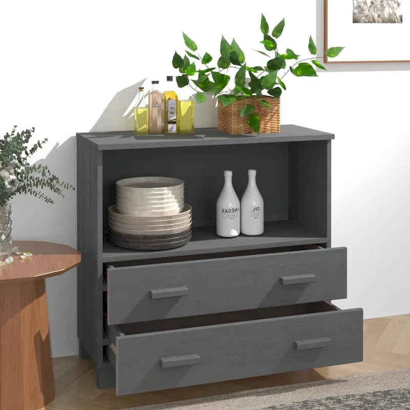 vidaXL Sideboard Buffet Console Cabinet for Bedroom HAMAR Solid Wood Pine - 33.5x13.8x31.5
