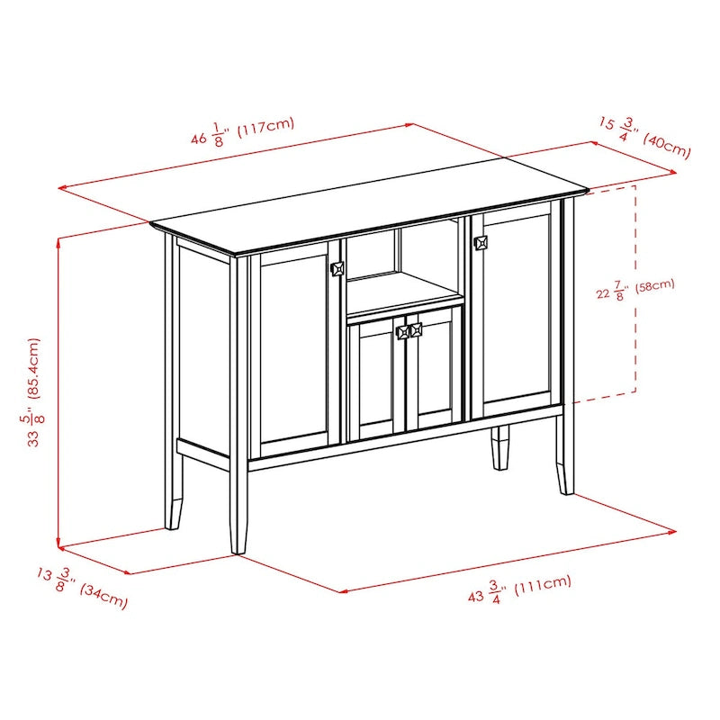 Melba Buffet Cabinet, Coffee - 46W x 15.75D x 33.6H