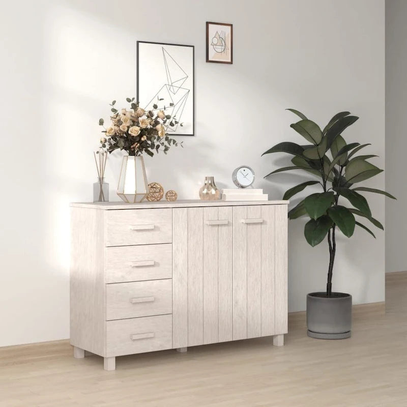 vidaXL Sideboard Buffet Console Cabinet for Kitchen HAMAR Solid Wood Pine - 44.5 x 15.7 x 31.5