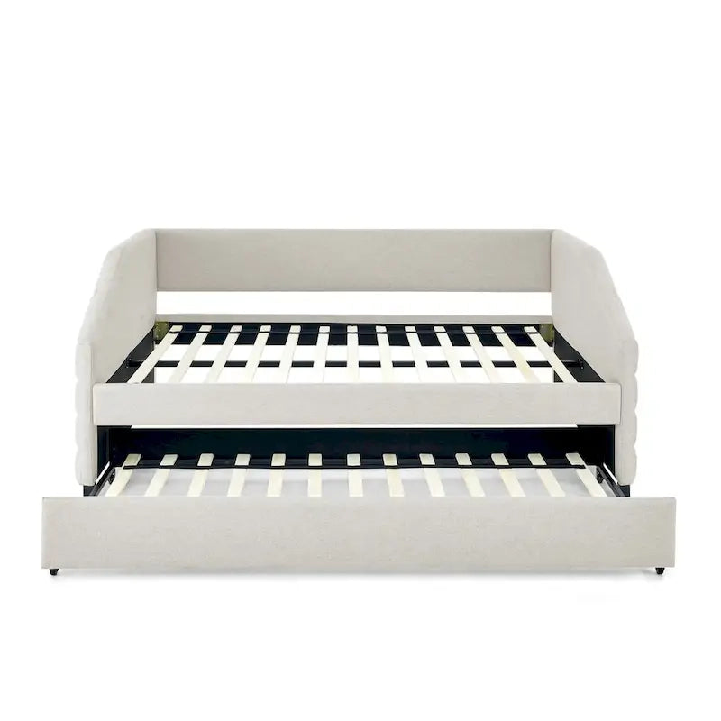 Twin Size Daybed with Two Drawers Upholstered Tufted Sofa Bed