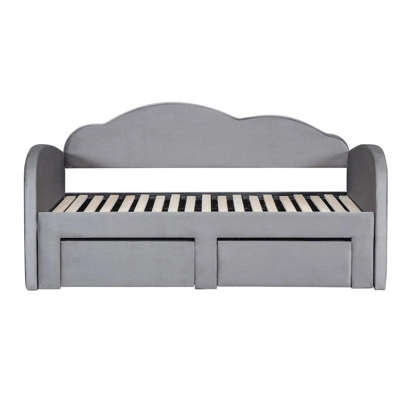 Twin Size Upholstered daybed with Trundle & 2 Drawers
