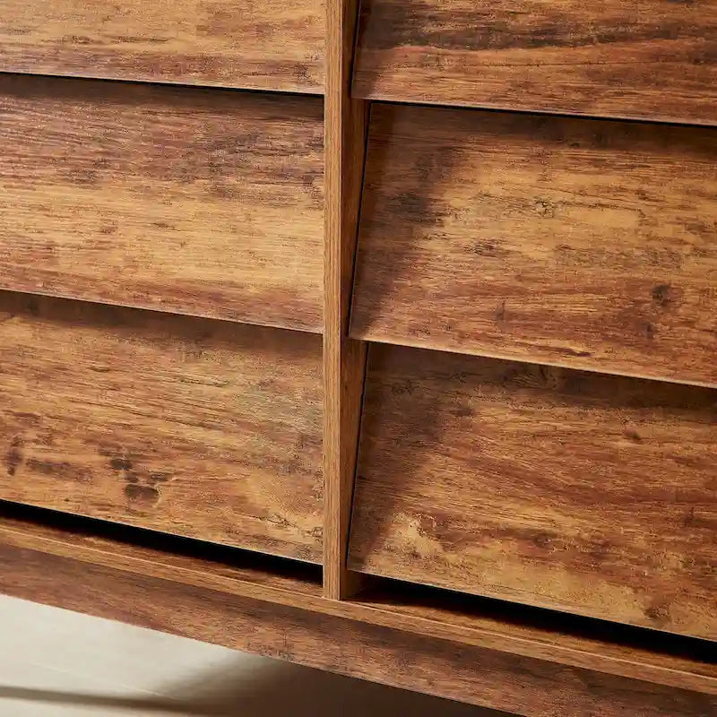 Mid-Century Modern 6-Draw Dresser with Bevel Design