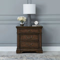 Satin Cherry Bedroom Wood Nightstand with Charging Station