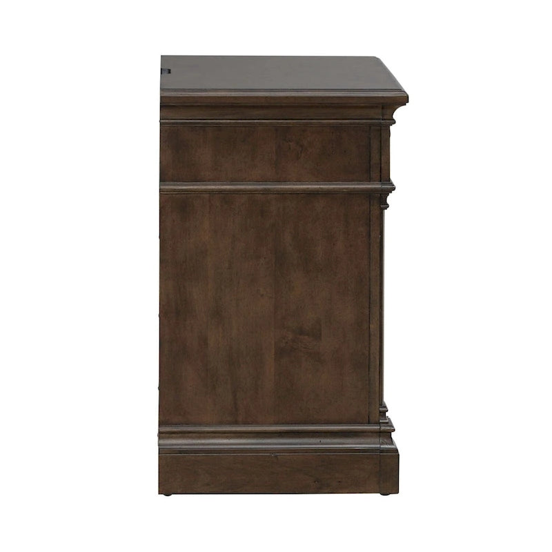 Satin Cherry Bedroom Wood Nightstand with Charging Station