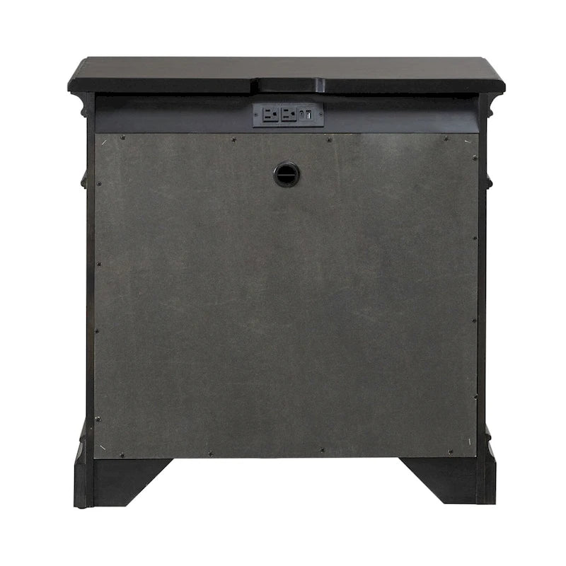Satin Cherry Bedroom Wood Nightstand with Charging Station