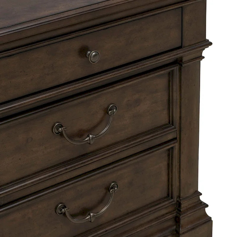 Satin Cherry Bedroom Wood Nightstand with Charging Station