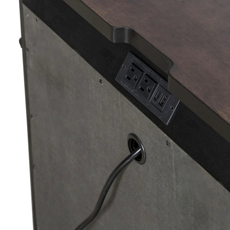 Satin Cherry Bedroom Wood Nightstand with Charging Station