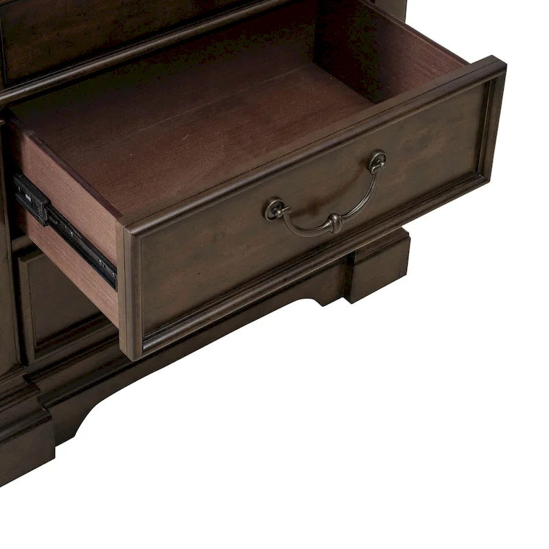 Satin Cherry Bedroom Wood Nightstand with Charging Station