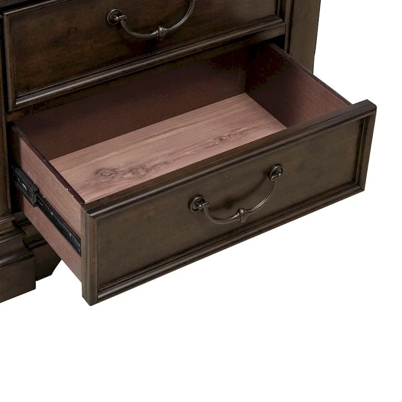 Satin Cherry Bedroom Wood Nightstand with Charging Station