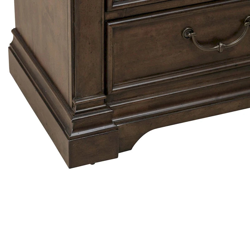 Satin Cherry Bedroom Wood Nightstand with Charging Station