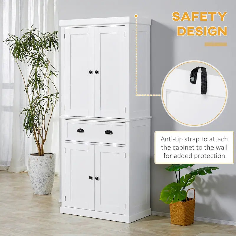 72 Freestanding Kitchen Pantry Cabinet, Tall Storage Cabinet with 2 Door Cupboards, 2 Drawers and Adjustable Shelves