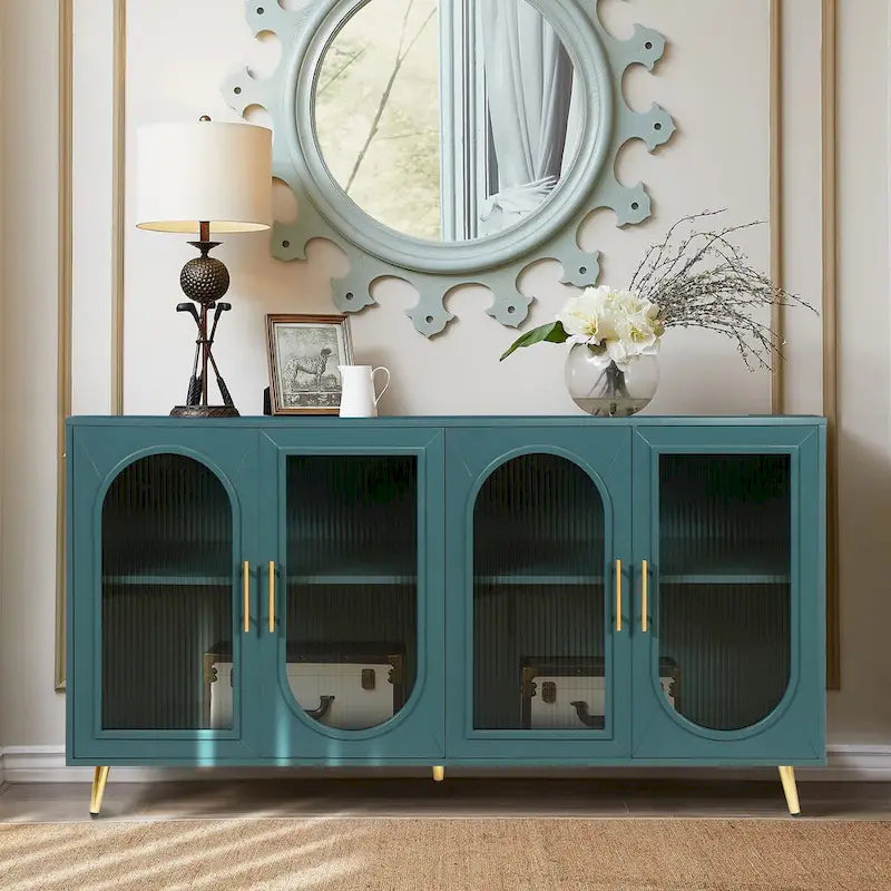 59.8 TV Stand with Storage Cabinet and Adjustable Shelves - N/A