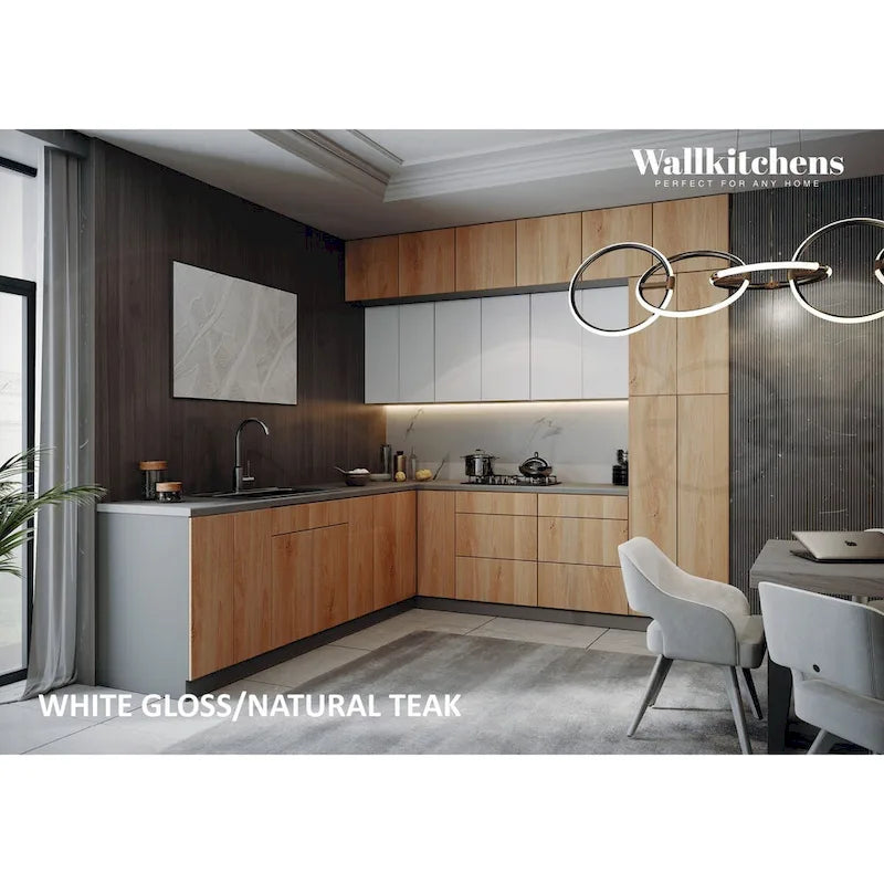 Kitchen Culinary Haven Collection Natural Teak & Black Color Base Size 9Ft Wide - 108x24